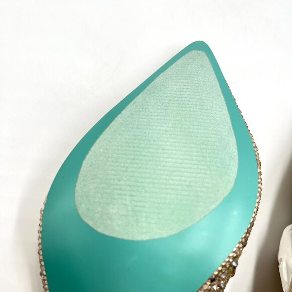 Betsey Johnson Size 6.5 Clark Gold Jewel Encrusted Slingback Heels Pumps‎ Shoes - Picture 10 of 13